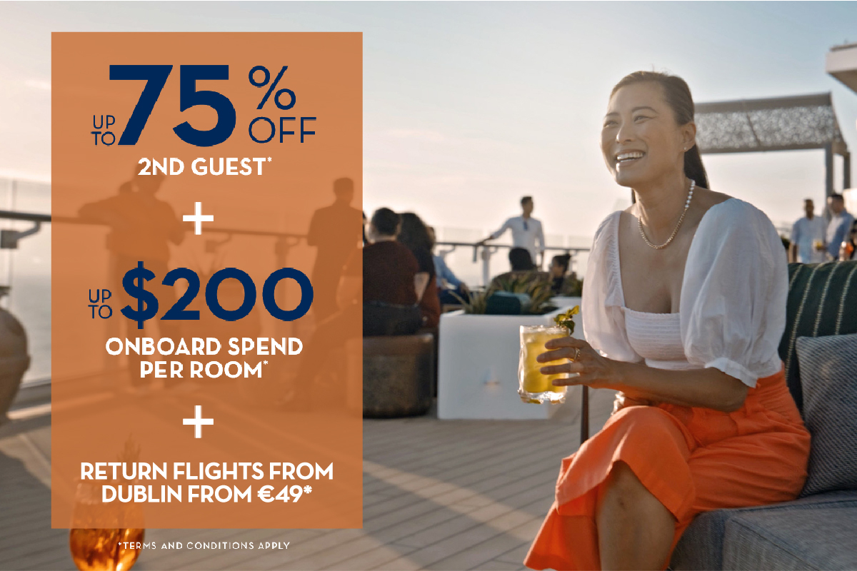 Up to 75% off 2nd guest* + up to $200 onboard spend per room* + return flights to Europe from £49*